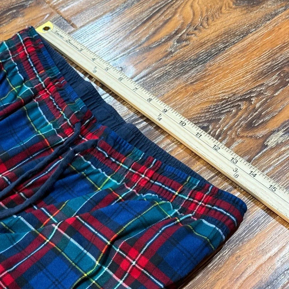 Nautica Size M Pajama Pants Mens Blue Red Green Plaid Drawstring Sleepwear